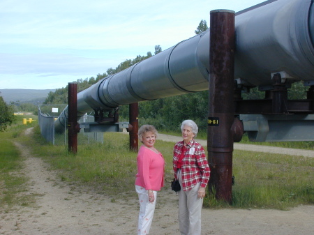 Marti & Mom's friend in Alaska,/the Pipe Line