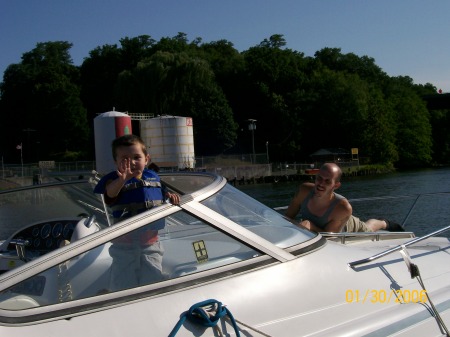 Son and grandson on Pop pop's boat