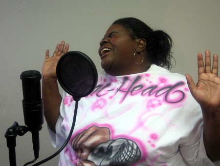 That's Me "Sanging" in the Studio making beautiful music!