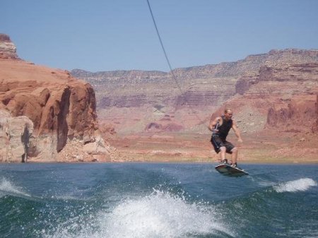 Ian boarding at Lake Powell