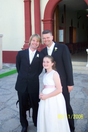 Gordon, Monte and Emily at Gordon's wedding in Mexico