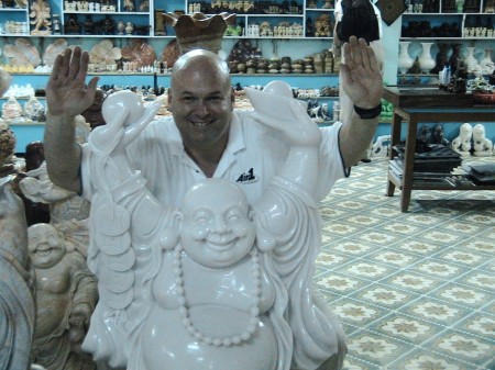 My husband Bryan as "Happy Budha"
