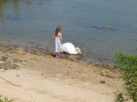 Cameron and her swan