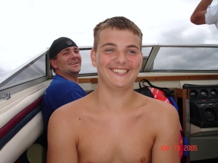 Me and my son, on the boat