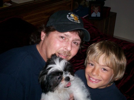 My Husband , son, and dog (odie)