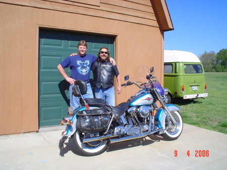 Scott and "Big Al" prepare for charity motorcycle Ride.