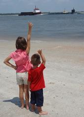 Saying good-bye to Daddy on the USS Maryland