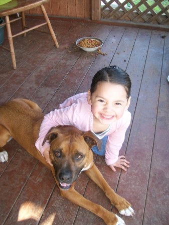 my grand baby and my dog luke