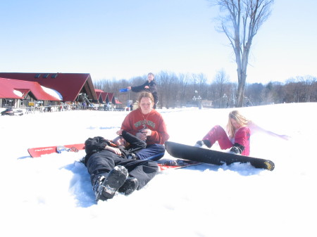 My girls snow boarding