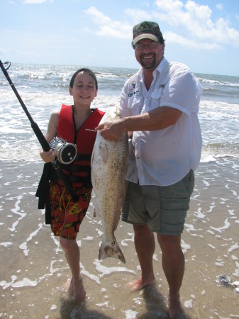 Me and my son Mason's 1st bull red