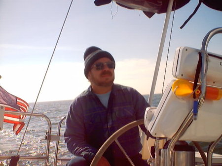 At the helm in the Gulf of Mexico