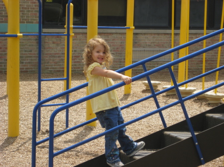Emily at Matthew's School Playground