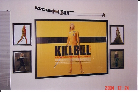 The "Kill Bill" wall in the movie room