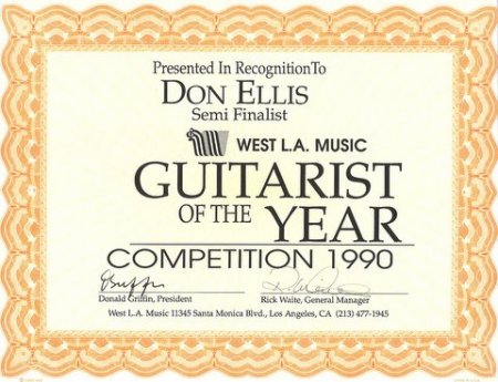 AWARD FOR THE BEST GUITARIST IN L.A.