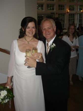 Toasting my wedding day with my husband Marty