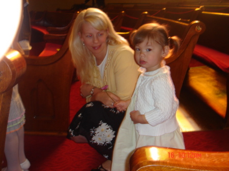 Juliet and I at a church service with Grandma in Utah,