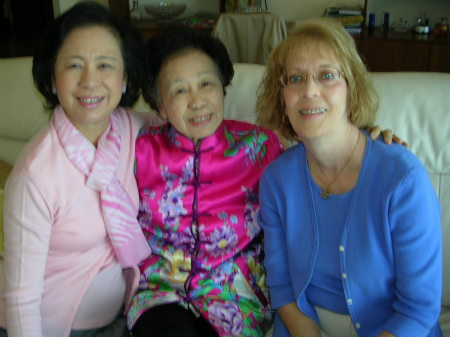With my Chinese sister and mom in Hong Kong