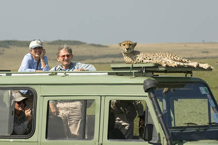 Judy & Roland in Kenya with "friendly" cheetah, 2004