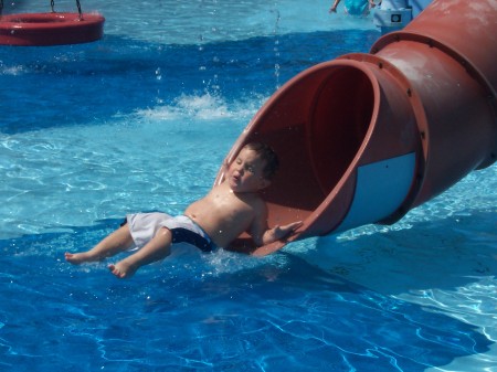 Kieron caught coming down the slide