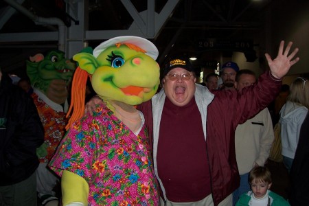 Dayton Dragons with Gem (mascot)