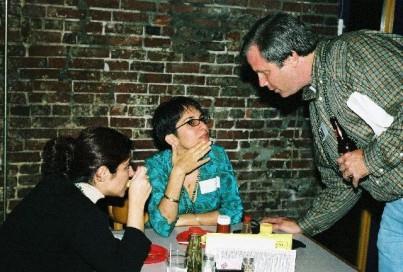 Kateh Esmaeli talking to Robert Stamey