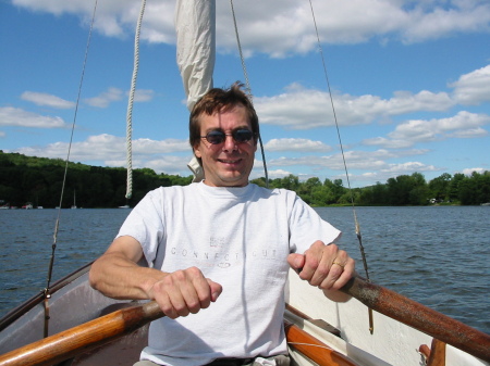 Rowing Sailboat out on Bantam Lake