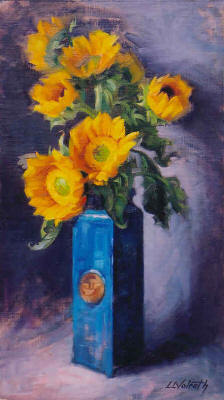 "Sun Flowers Blue Vase" Linda Volrath