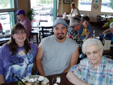 terri me and her grandmother having lunch in