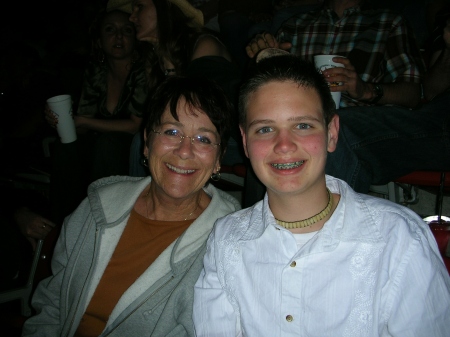 My mom, Cheryl, with Jason (14) at the rodeo