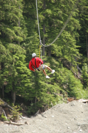 Zip lining thru the Canadian Rain Forest