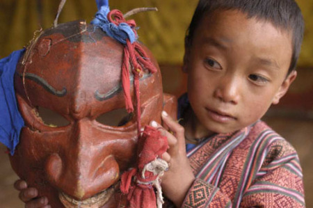 Bhutan-Mask and boy