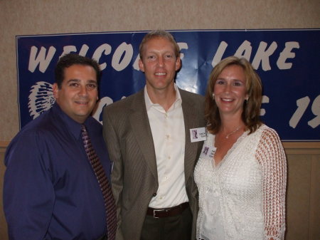 Joe Carfora, Chuck and Pam at the 20th reunion