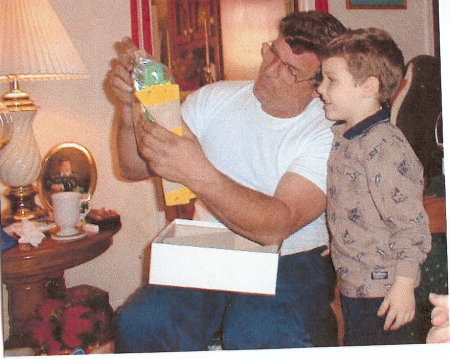 Helping grandson Xmas 1996