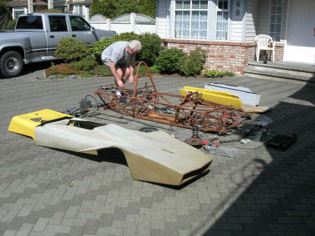 Winter  project identify parts and assemble old race car