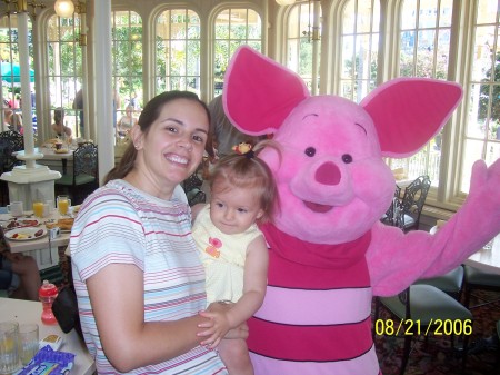 Zoey with Mommy and Piglet at Disney