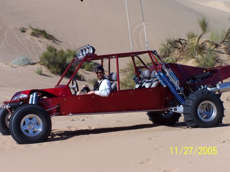 My husband Robert in our sand car at Glamis