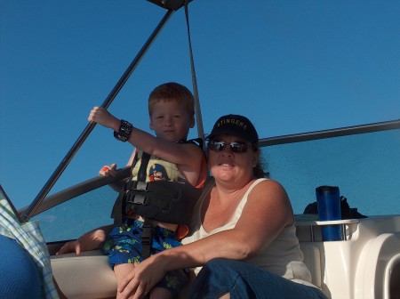 My son and me on our boat