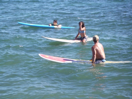 Surfing with my daughter in Hawaii