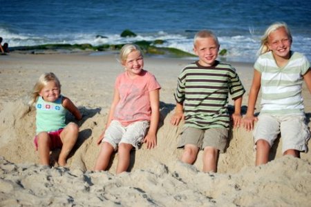 Kids at Beach, September, 2007