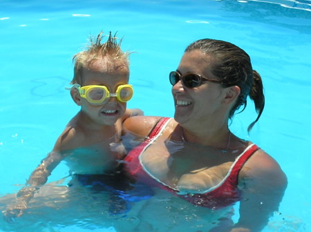 my lil' one(ethan) & I enjoying our pool.