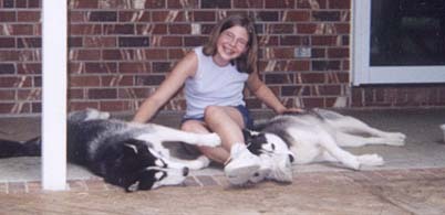 (2000) Samantha with our 2 Huskys!