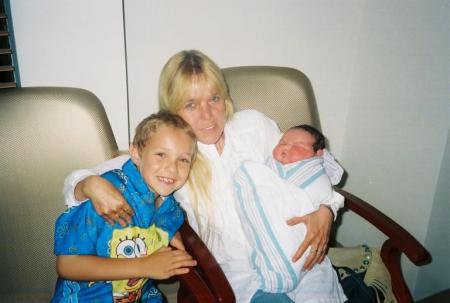 Me & my 2 grandchildren.  April 2006