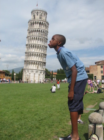 My crazy son! Pisa, Italy; July 2007