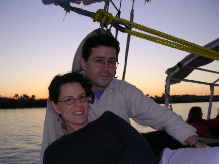 Kevin and I on a "felucca" sailboat on the Nile