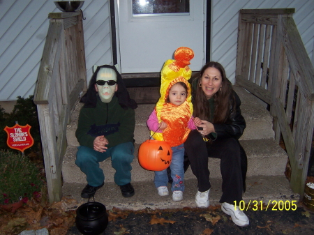 Austin, (son), Bella ( daycare child), me Halloween