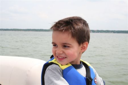 Dominic on the boat.