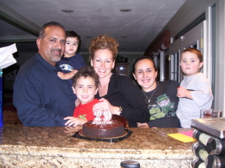 Me, my husband and 4 children on my 36th, I mean 29th birthday!