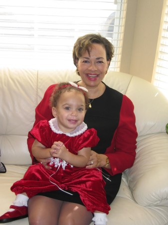 Christmas 2005 with granddaughter, Azana