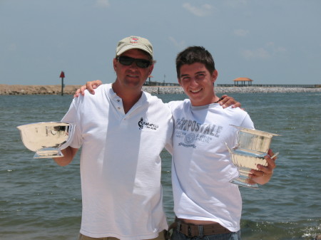 My son Elloitt & I after winning the 2007 Gulfport to Pensacola Yacht Race