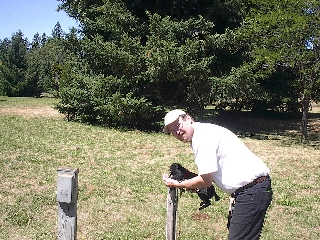 George "watering" the dog